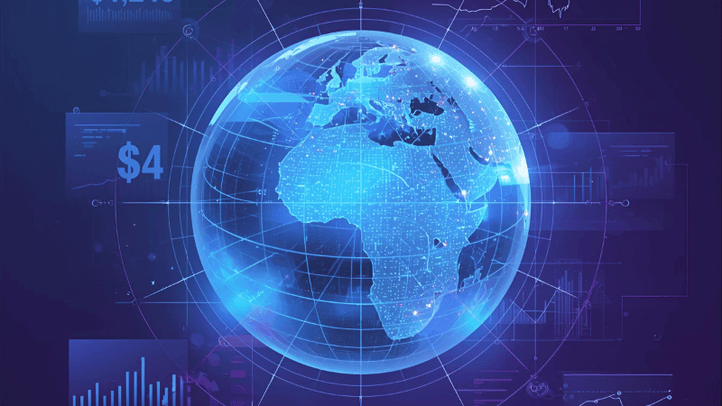 Futuristic concept of AI-powered finance automation with digital data analytics and banking innovation