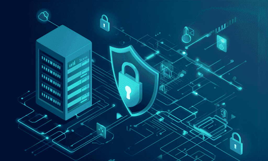 Illustration of sensitive data protection and cybersecurity