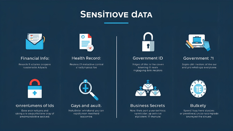Types of sensitive data including financial, health, and personal information