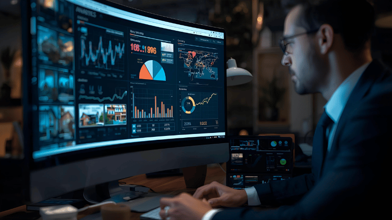 Realtor using AI property listing and prediction analytics dashboard