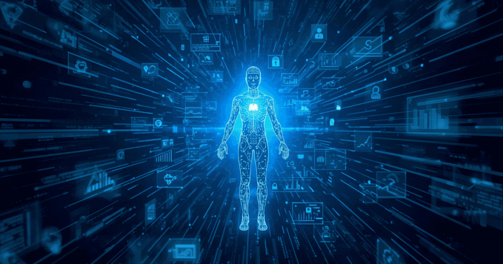 AI Revolution concept showing artificial intelligence transforming technology and finance in 2025