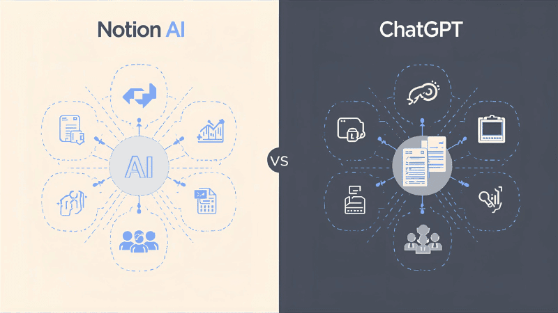 Comparison chart of Notion AI and ChatGPT features for financial documentation