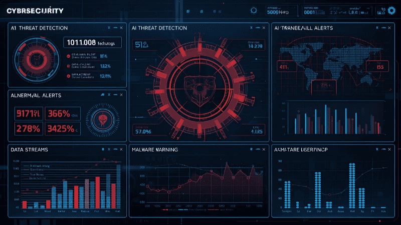 AI threat detection system identifying cyber security risks
